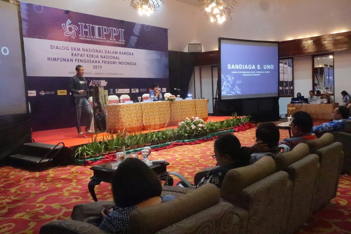Sandiaga Uno saat menghadiri HIPPI, Kamis (13/12/2019). (Topcareer.id/Hilda Ilhamil Arofah).