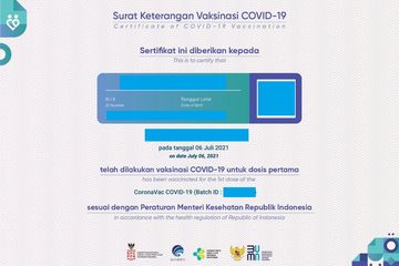 Ilustrasi sertifikat vaksin Covid