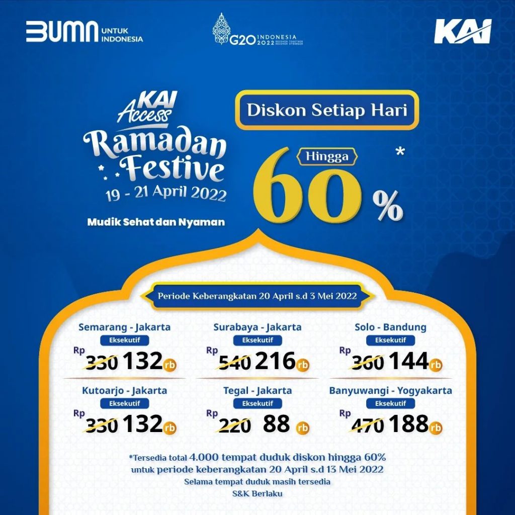 Promo tiket KAI untuk mudik lebaran.