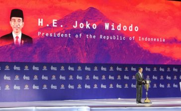 Presiden Joko Widodo pidato dalam B20 Summit di Bali.