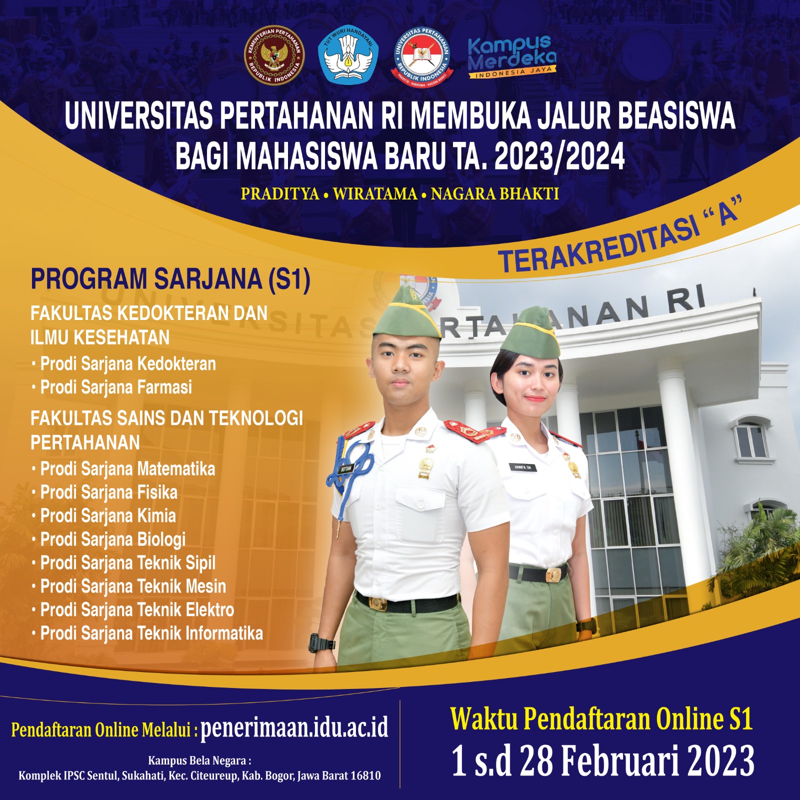 Pengumuman beasiswa Universitas Pertahanan.