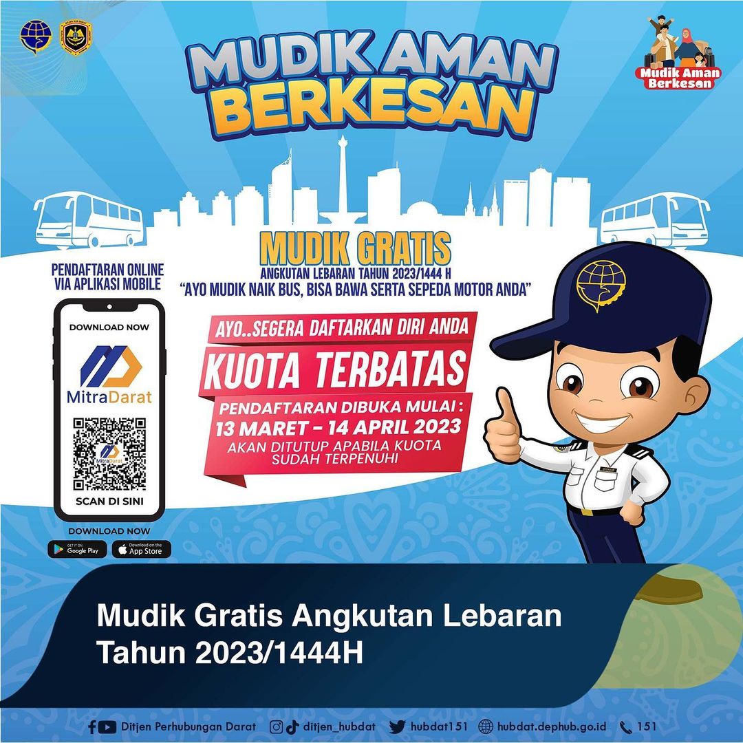 Mudik gratis oleh Kementerian Perhubungan.