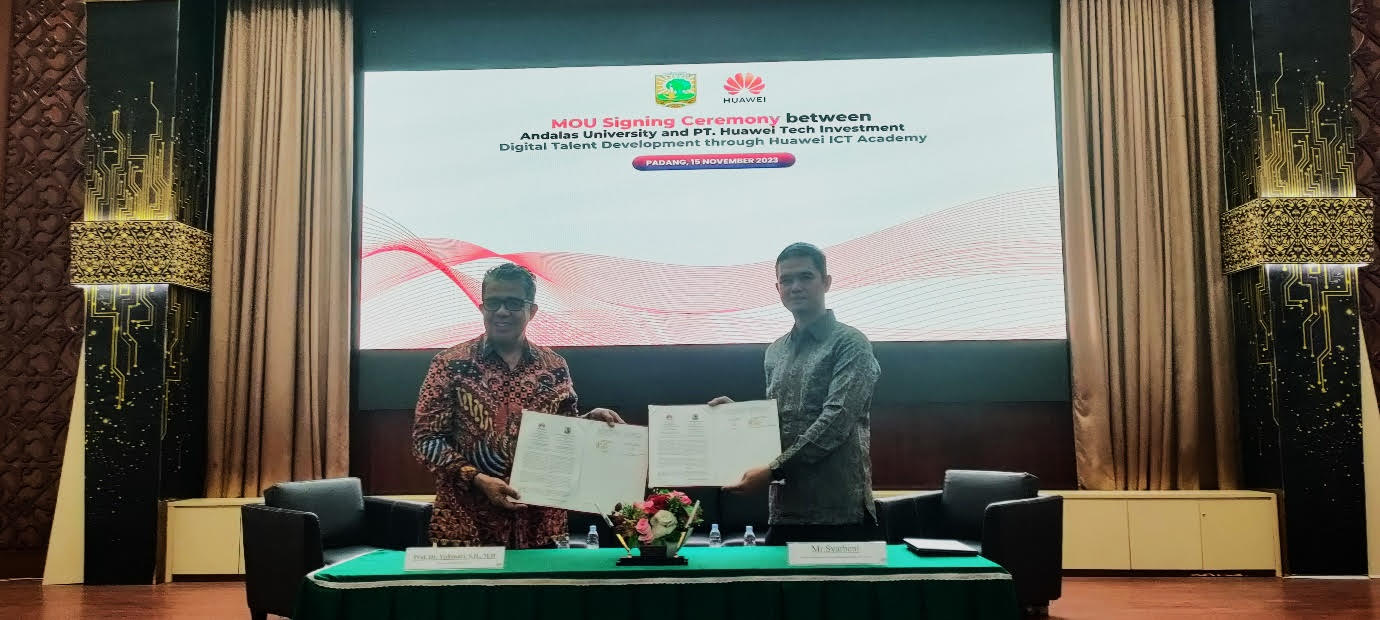 Universitas Andalas gandeng Huawei tingkatkan kapasitas digital melalui Huawei ICT Academy.