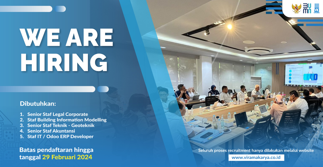 BUMN Virama Karya buka loker untuk beberapa posisi.