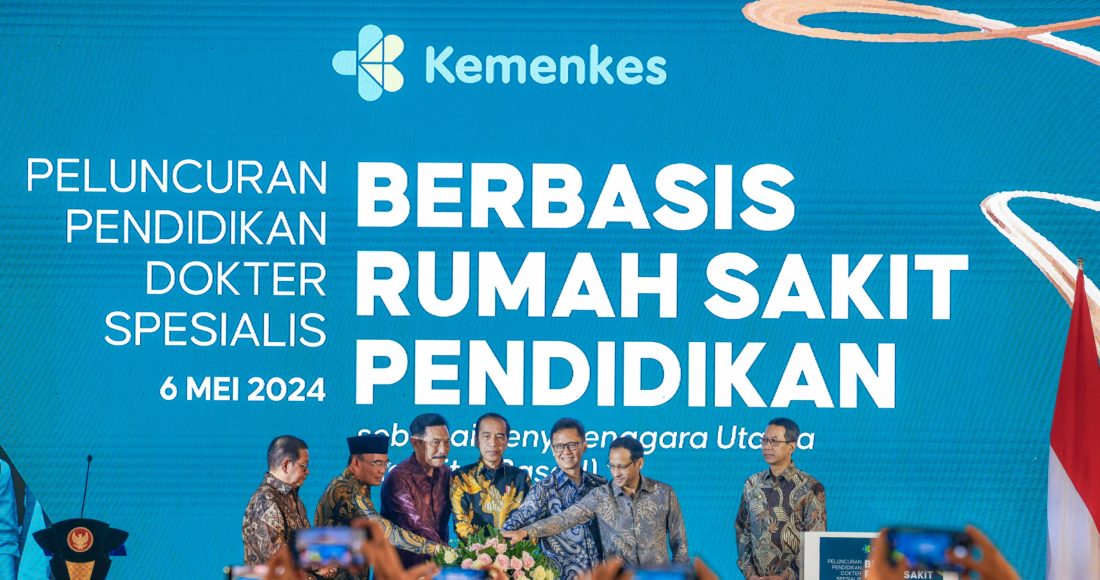 Presiden Joko Widodo meresmikan Program Pendidikan Dokter Spesialis (PPDS) Berbasis Rumah Sakit Pendidikan, Senin (6/5/2024) untuk mengatasi rasio dokter di Indonesia.