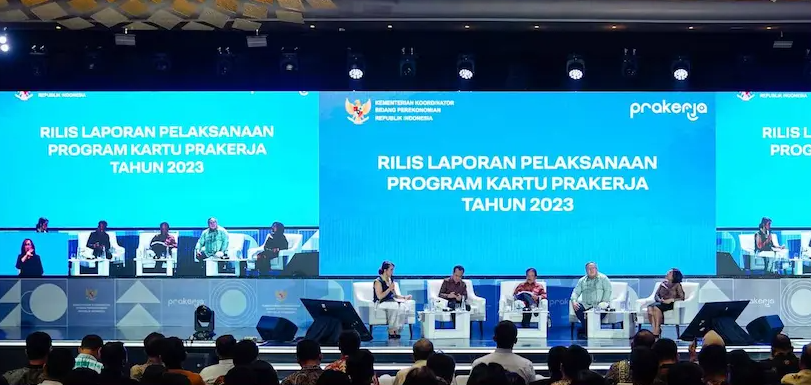 Prakerja mengumumkan hasil kinerja selama periode 2020-2023 dalam acara Rilis Laporan Pelaksanaan Program Kartu Prakerja Tahun 2023, Rabu (15/5/2024).